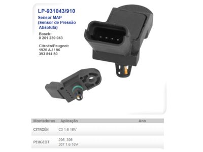 Sensor Pressão Absoluta (MAP) Citroen C3 , Peugeot 206 , 306 , 307 